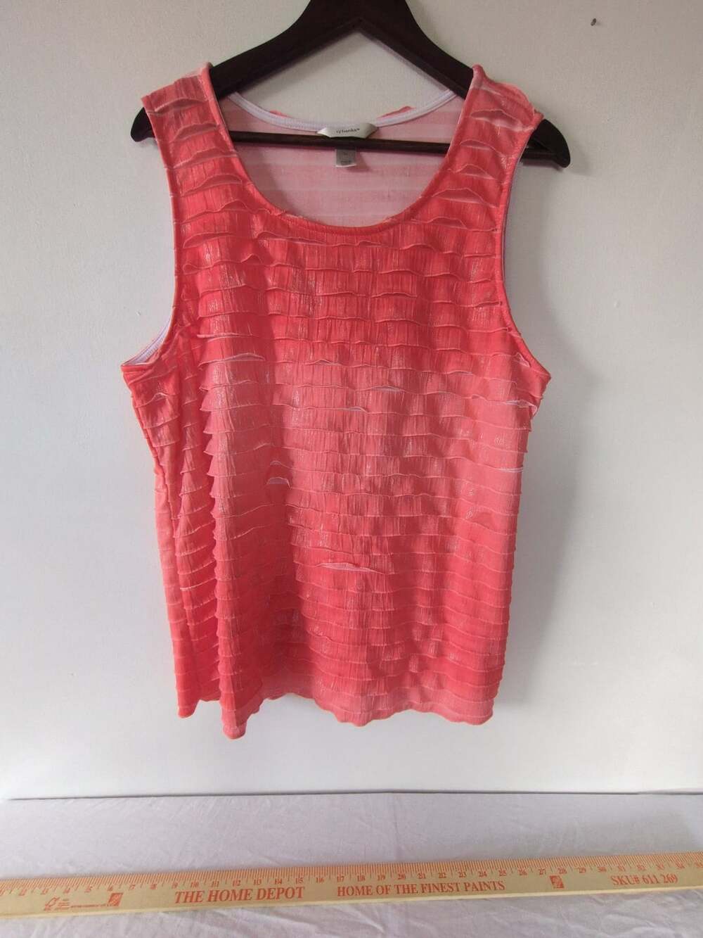CJ Banks Coral Pink Layered Ruffle Sleeveless Tank Top Size 1X